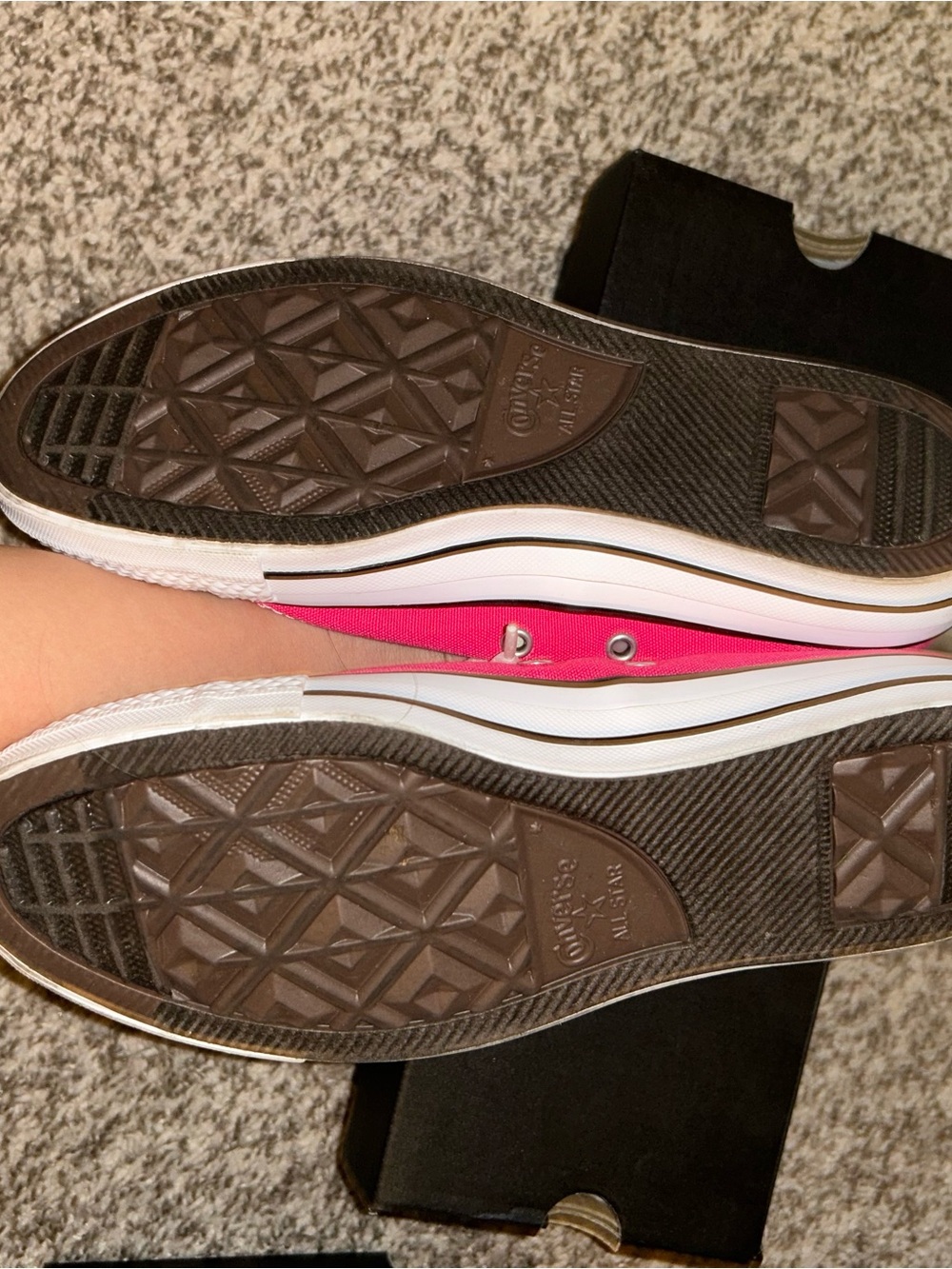 Converse Low Top Sneakers in Hot Pink and White - Picture 3 of 4
